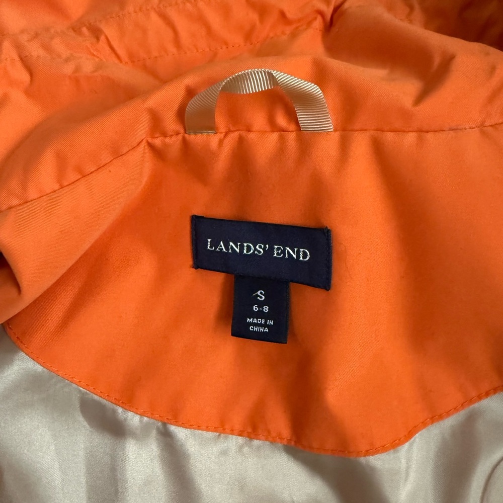 NWOT Lands' End Vibrant Orange Rain Coat - Picture 10 of 12